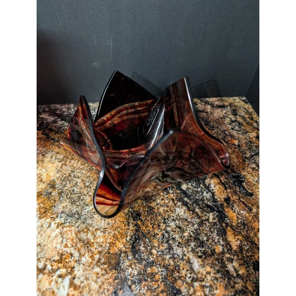 Handkerchief Vase Handblown Chocolate Swirl